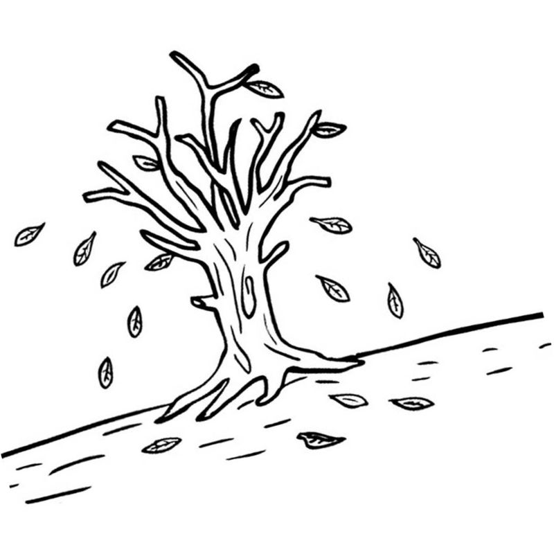 дерево с падающими листьями - распечатать, скачать бесплатно