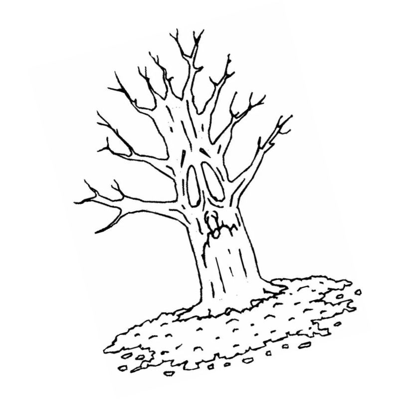 грустное дерево без листьев - распечатать, скачать бесплатно