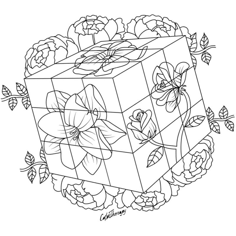 кубик рубик с цветочками - распечатать, скачать бесплатно