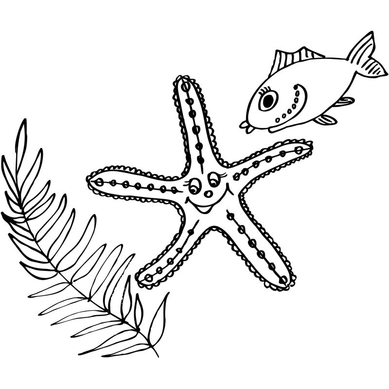 морская звезда и рыбка - распечатать, скачать бесплатно