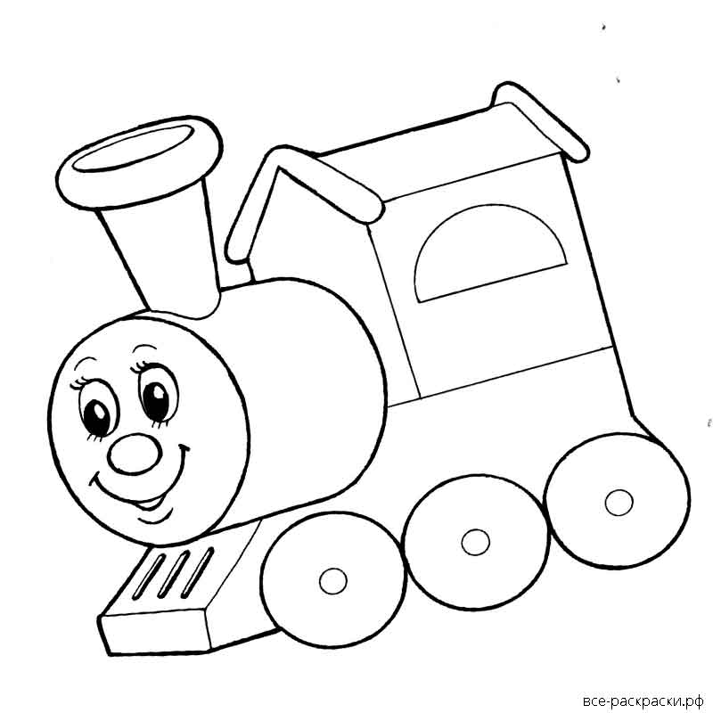 Картинка раскраска паровоз для детей