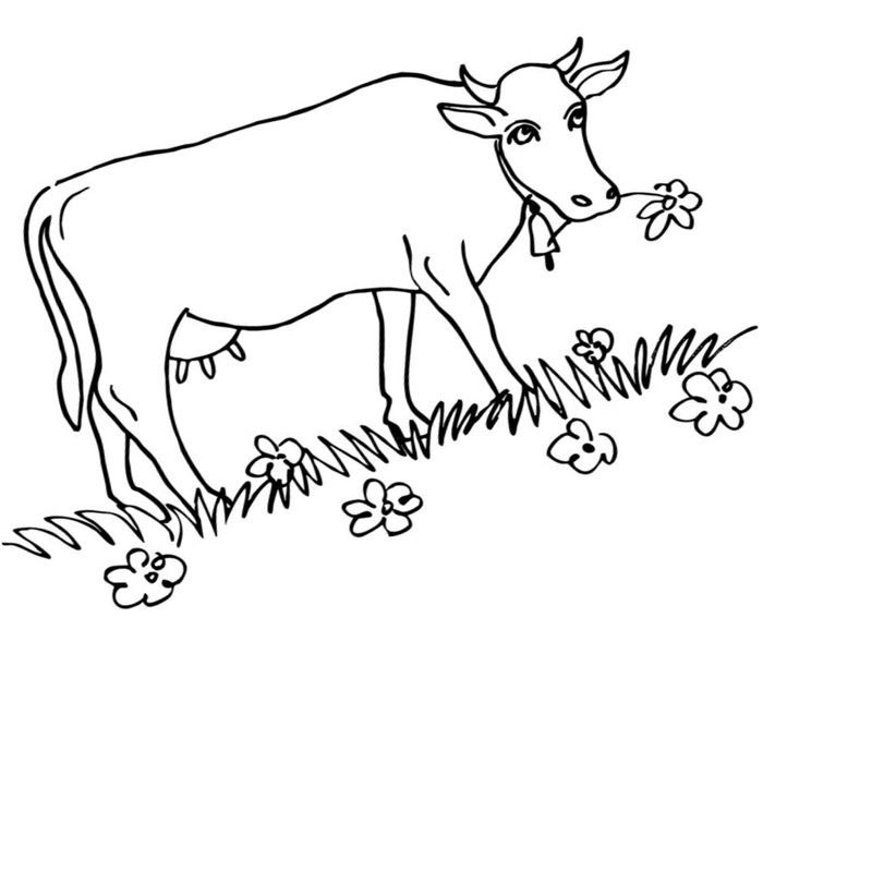 коровка любит кушать траву - распечатать, скачать бесплатно