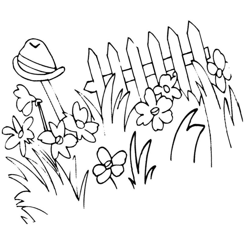 трава цветы и забор - распечатать, скачать бесплатно